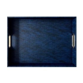 BANDEJA RECTANGULAR CON ASAS DE METAL VIMINI NAVY